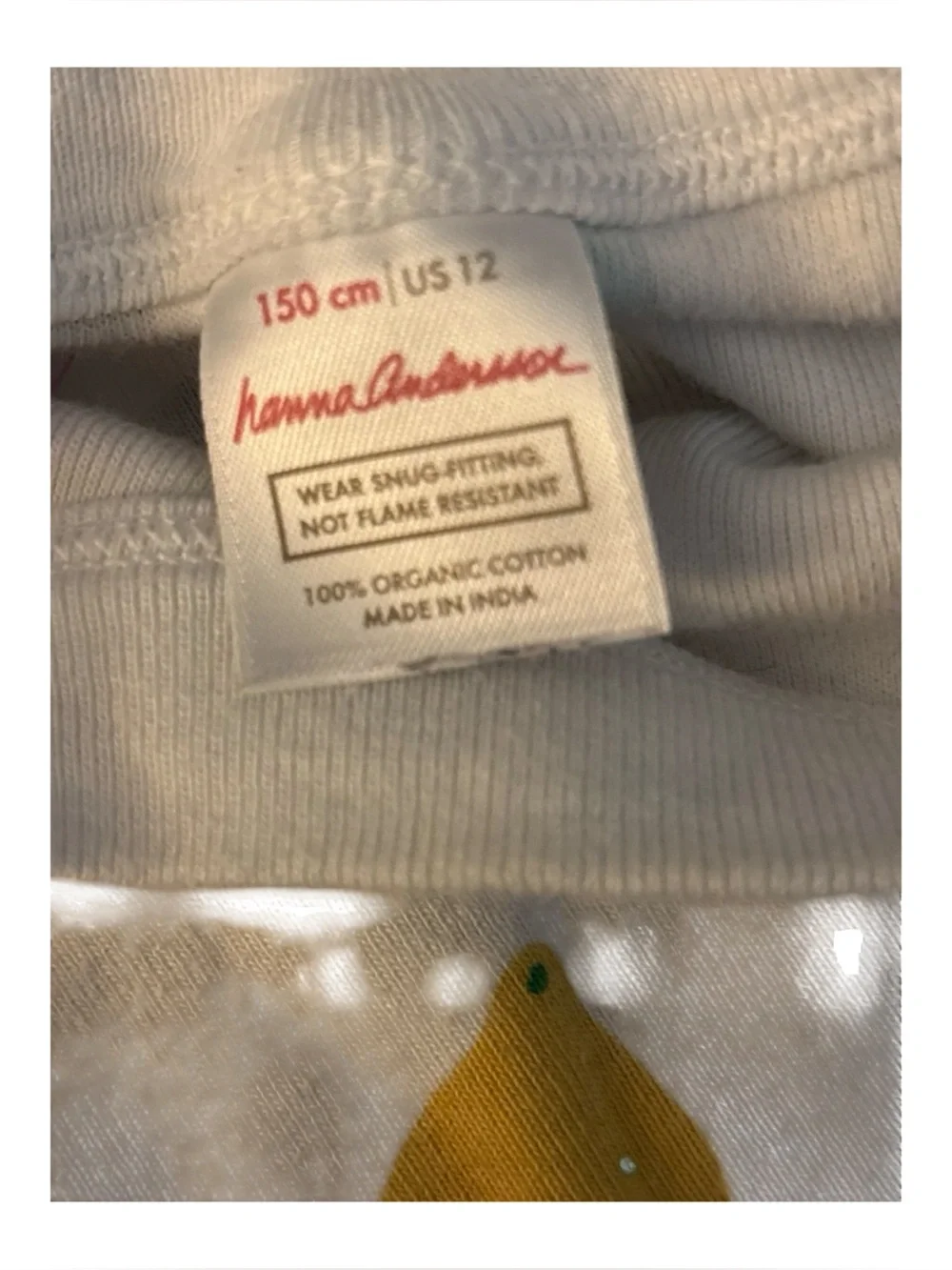 Hanna Andersson White & Yellow Organic Cotton Lemon Print Girls Pajamas Size 12